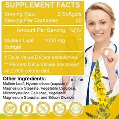 Mullein Leaf Capsules 1000mg – Support Lung Cleanse Respiratory Health Vegan US