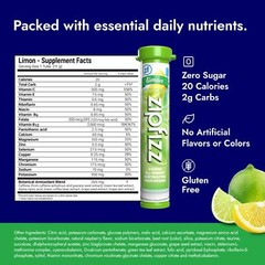 Zipfizz Limon Flavored Energy Drink Powder Pack of 20 Sugar Free Electrolytes