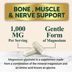 Magnesium Glycinate Supplement 1000mg – Heart, Nerves, Bone and Muscles Support