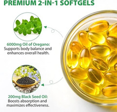 Resilia Oregano Oil Capsules 120 Count 6000mg Oil of Oregano with Black Seed oil