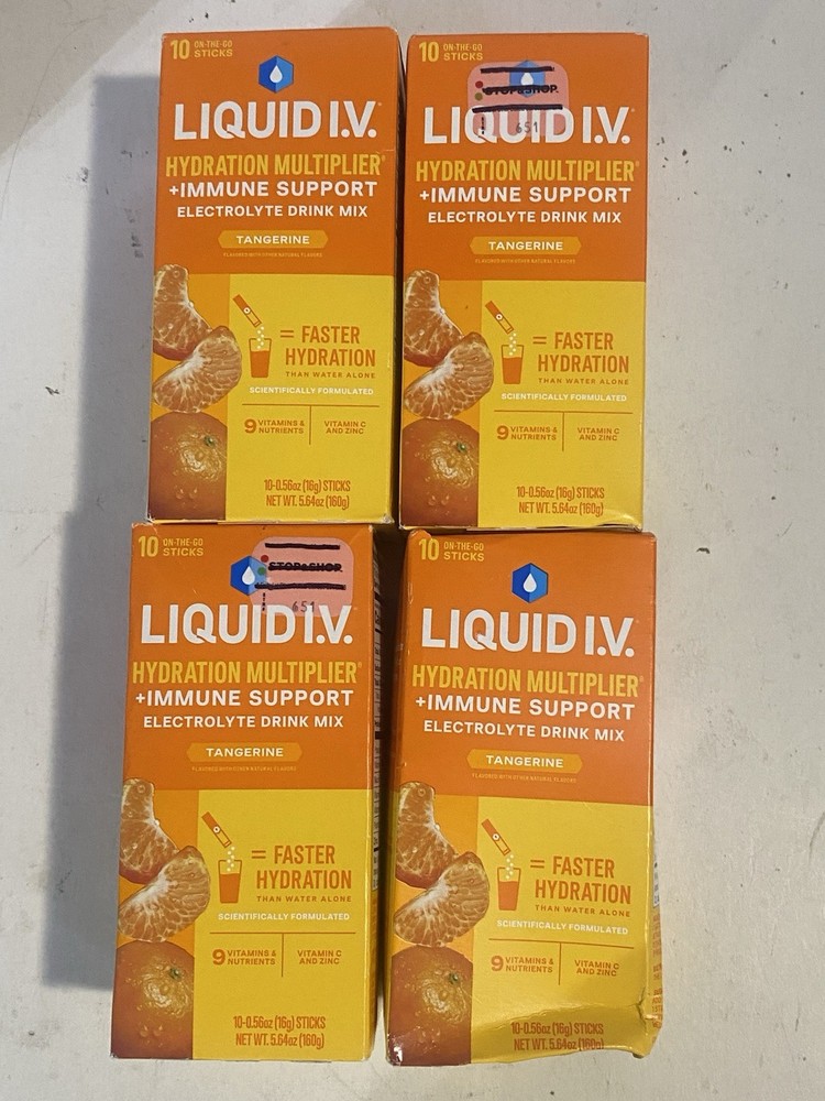 Liquid IV Electrolyte + Immune Support 40 Sticks (4x 10 Packs) Tangerine Flavor