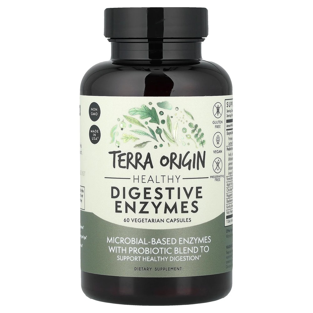 2 X Terra Origin, Healthy Digestive Enzymes, 60 Vegetarian Capsules