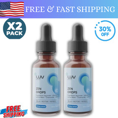 LUV Zen Drops Stress Support with Magnesium Glycinate and Lemon BalM 2 PACK.