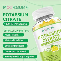 Potassium Citrate 1000mg Gummies, Potassium Supplement for Adults Women and Men,
