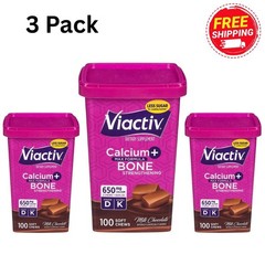 (3 pack) Viactiv Calcium Supplement Soft Chews, Chocolate (100CT) Vitamin D & K