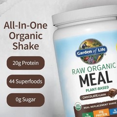 Meal Replacement Shakes, Raw Organic, Chocolate Protein Powder with Plant Base