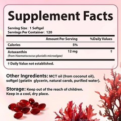 Astaxanthin 12mg 120 Softgels, 4 Month Supply,Triple Strength,Non-GMO,Eye Health