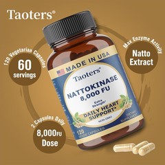 Nattokinase 8,000 FU Supplement, Daily Cardiovascular Support – 120 Capsules