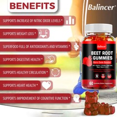 Beet Root Nitric Oxide Booster Promote Healthy Blood Pressure 60 Gummies