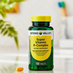 Spring Valley Super Vitamin B-Complex Tablets Dietary Supplement, 100 Count