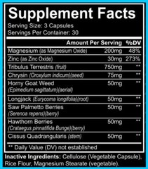 AlphaFX Men’s Testosterone Booster, Estrogen Blocker, Energy, Libido, 90 Capsule
