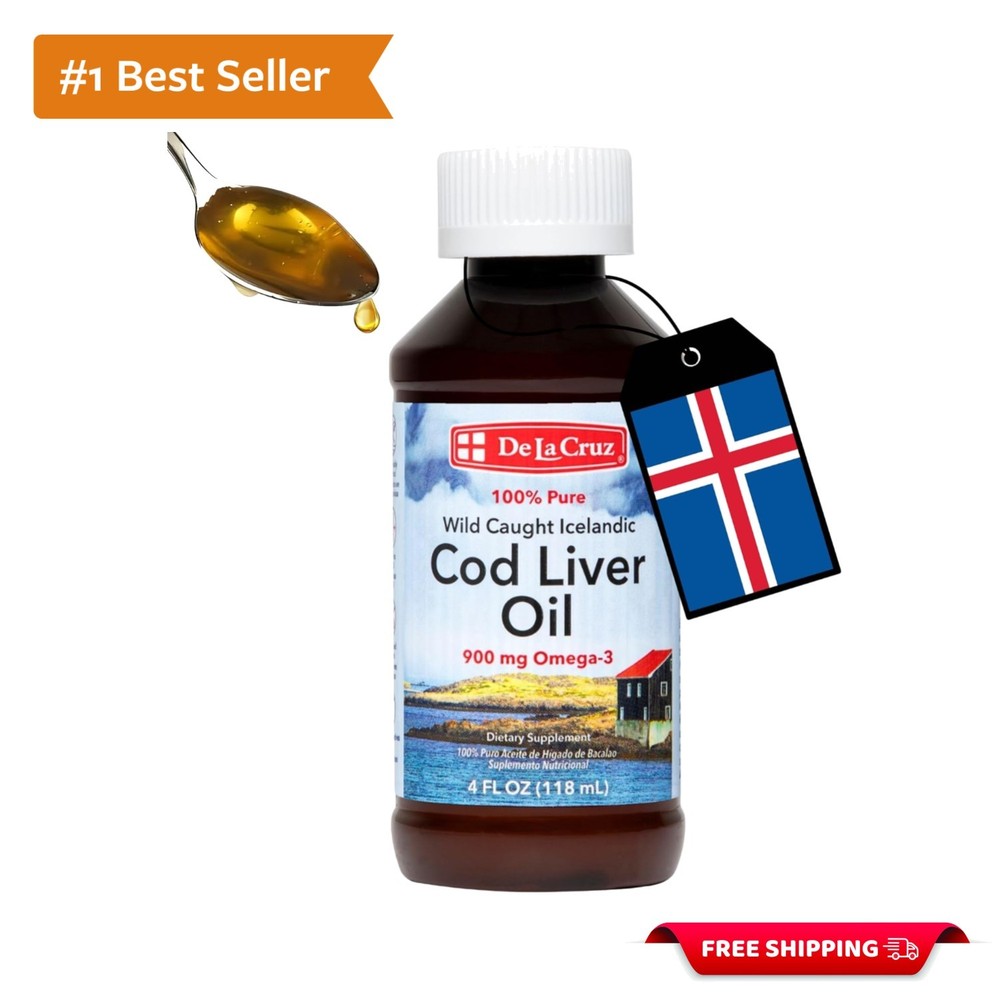 Pure Cod Liver Oil Liquid 4 FL OZ – Nutrient-Rich Supplement for Daily Health