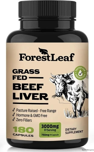 Forestleaf Grass Fed Beef Liver Capsules, 3000Mg per Serving