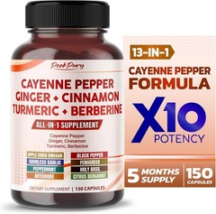 Cayenne Ginger Turmeric & Berberine Supports Digestion & Gut Health Made in USA