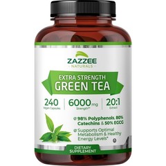 Zazzee Green Tea 20:1 Extract, 6000 mg Strength, 50% EGCG, 240 Capsules, Kosher
