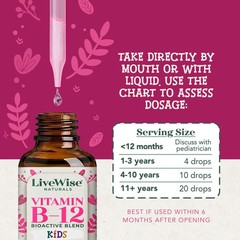 Live Wise Naturals Organic Vitamin B12 Liquid Drops for 0.4 Fl Oz (Pack of 1)
