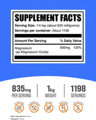 BulkSupplements.com Magnesium Oxide Powder – Magnesium Oxide Supplement, Mineral