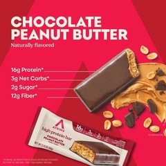 Atkins Chocolate Peanut Butter High Protein Bars, 16g Protein, 4 Count