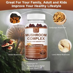 Mushroom Extract Complex Gummies Lions Mane Chaga Reishi Focus Memory Immunity