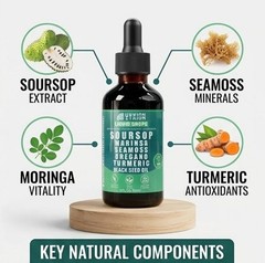 2 Pack Soursop Sea Moss Liquid Drops Moringa Black Seed Oil Immune Support 4oz
