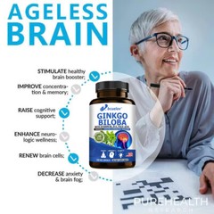 Ginkgo Biloba 120 Capsules Vitamins B6 B12 Improve Memory Focus Concentration