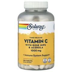 2 X Solaray, Timed Release, Vitamin C with Rose Hips & Acerola, 1,000 mg, 250 T