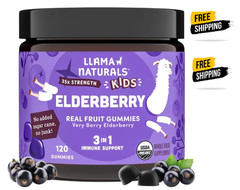 Llama Naturals Elderberry Gummies for Kids, Vegan, 120 Count (Pack of 1)
