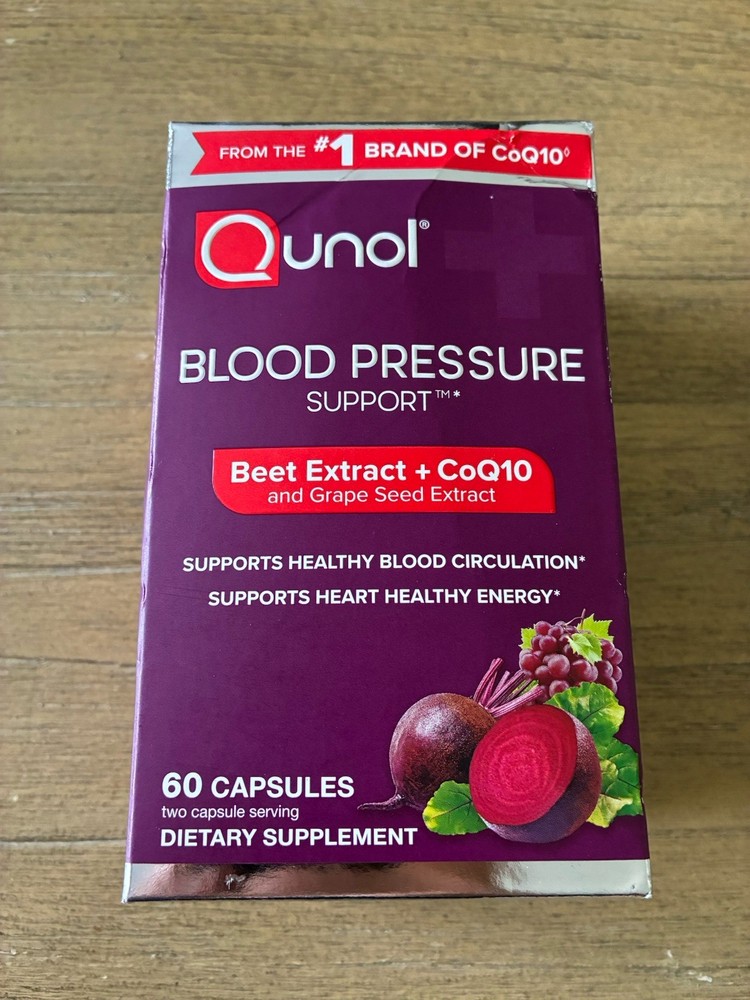 Qunol Blood Pressure Support Beets CoQ10 Grape Seed 60 Capsules Exp: 10-2027 NEW