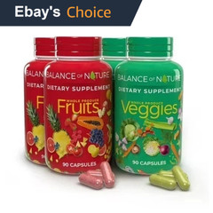 2 Packs Fruits and Veggies Supplements 180 Fruit and 180 Veggies Capsules 02/27