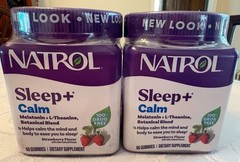 2 x Natrol Sleep + Calm Melatonin + L-Theanine 60 Strawberry Gummies Exp 4/27