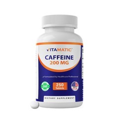 Vitamatic Caffeine Pills 200mg per Serving, 250 250 Count (Pack of 1)