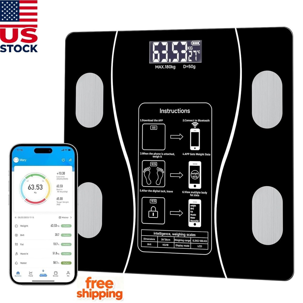 High Precision with Backlit Display Digital Body Weight Scale Bluetooth Bathroom