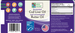 Green Pasture Fermented Cod Liver Oil & Butter Blend 120 Capsules Exp 11/2027
