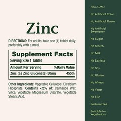 Nature’s Bounty Zinc 50mg | Immune System, Skin, 100 Caplets