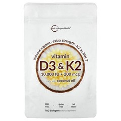 2 X Micro Ingredients, Vitamin D3 & K2, 180 Softgels