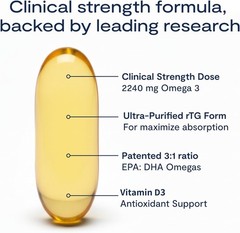 Ultra Pure rTG Omega 3 Dry Eye Support – 2400mg EPA DHA – 90ct High Absorption