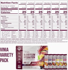 VINIA Resveratrol Electrolyte Hydration Powder Mix Mixed Berry Blood Flow
