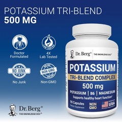 Dr. Berg Potassium Tri-Blend Complex – 500 mg 90 Count (Pack of 1)