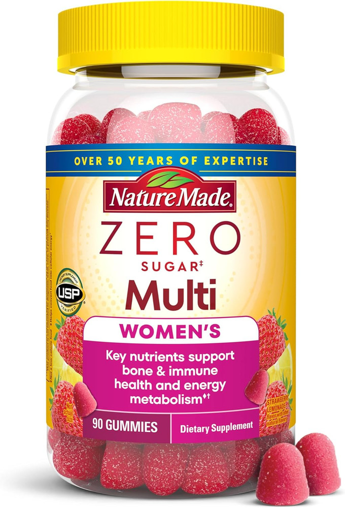 Nature Made Zero Sugar Multivitamin Womens Gummies Bone Immune 90 Sugar Free