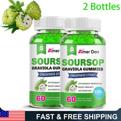 Graviola Capsules 2300mg 120 Pure Natural Soursop Capsules Leaves fruit Gummies