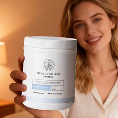 “Premium Happy Mammoth Collagen Prebiotic Protein Vanilla Bean.”
