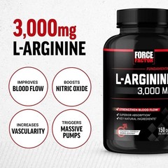 Force Factor L-Arginine 3000 MG, Extra Strength Nitric Oxide & Circulation Boost