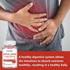 Fearathe Apple Cider Vinegar Gummies 60 Count Apple Flavor Dietary Supplement