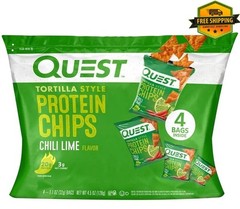 Quest Chili Lime Tortilla-Style Protein Chips, 1.1 oz – Pack of 4 Bags