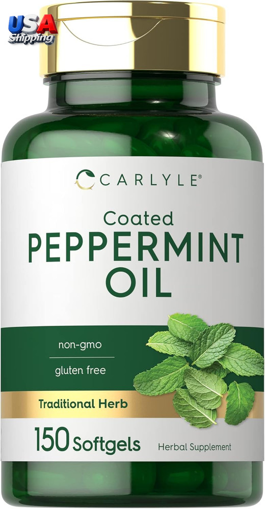 Peppermint Oil Capsules 150 Softgels Herbal Supplement Non-GMO Gluten Free
