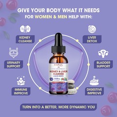 Kidney Liver Support Drops | 20:1 Cranberry Chanca Piedra Milk Thistle Vegan