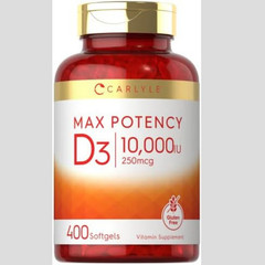 Carlyle Max Potency Vitamin D3 10000 IU Capsules – 400 Count