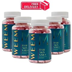 5 Pack WEEM Hair Skin & Nails Gummies Vegan Biotin Vitamin Support