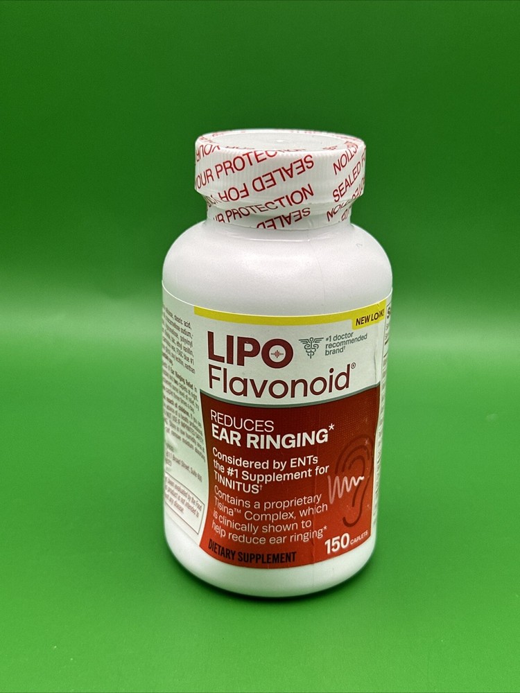 Lipo Flavonoid Reduces Ear Ringing Supplement 150 Caplets Exp 03/2027 (Dented)