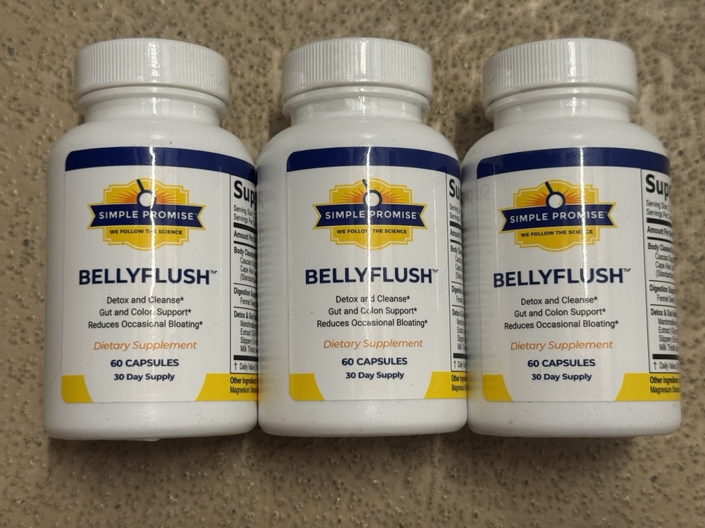 3x Lot Simple Promise BellyFlush Digestive Cleanse 60 Capsules NEW Exp 07/2027